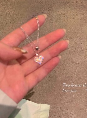 爱心项链女2026新款双层高级感小众锁骨链女设计感轻奢S925银颈链