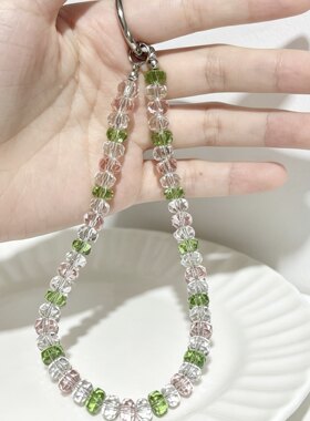 小众设计师菱形彩色水晶手机链