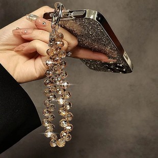 奢华高级感水晶串珠手腕短挂绳带夹片手机壳通用背包挂件潮款时尚