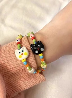 可爱个性设计感搞怪猫咪手链女甜酷小众轻奢高级时尚气质独特手饰