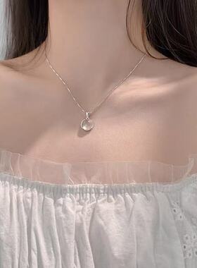 猫眼石圆圈吊坠锁骨链女轻奢