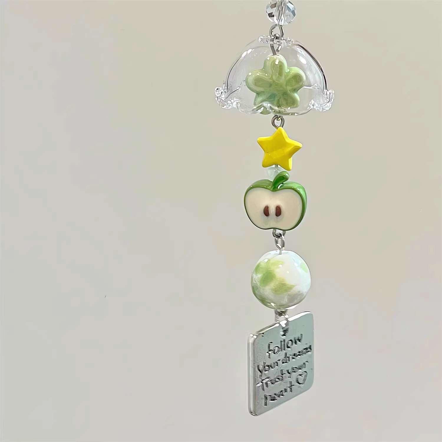水母造型苹果星星花朵风铃手机链图片