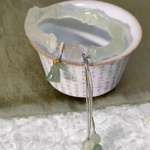 新中式莲花手镯女手链古风手镯轻奢感新中式手工编织闺蜜生日礼物