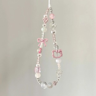 kitty猫蝴蝶结短款手机链条短款手机挂绳女款可爱ccd相机挂链新款