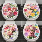 马桶贴画装 花朵可移除 饰盖贴纸全防水创意网红卫生间自粘个性