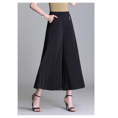 中年妈妈裤子夏季薄款阔腿裤高腰休闲九分裤宽松裙裤中老年人女裤