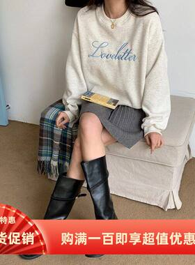 3th Morning 松弛简约风 设计感撞色刺绣字母圆领卫衣ZY2104