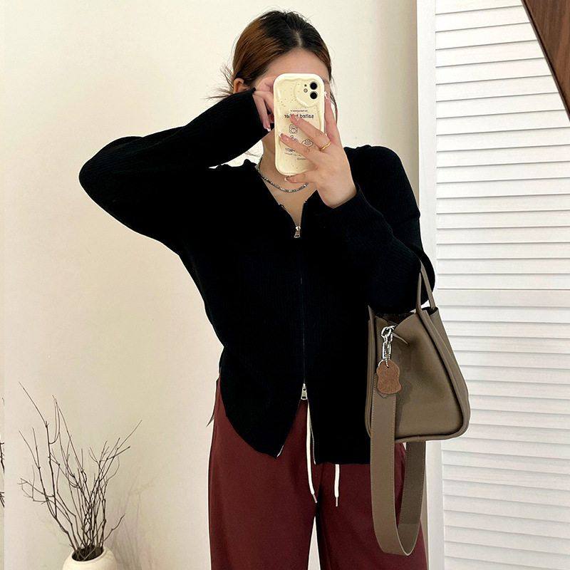 大码女装货源连帽双拉链外套上衣