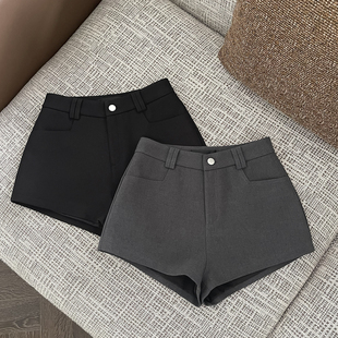厚款 休闲裤 西装 女辣妹a字高腰显瘦黑色外穿靴裤 灰色短裤 秋冬新款