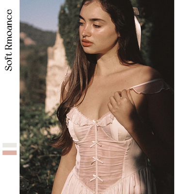 SoftRomance蝴蝶结纯欲法式睡衣