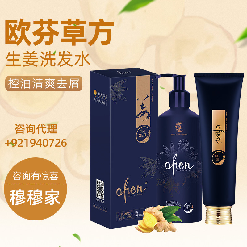 欧芬国际草方生姜洗发水清洁养护头皮洗发露套装护发BB润发乳包邮