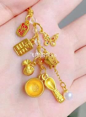 小金碗金算盘挂件包挂福蝶来财福气满满彩蝶降铃寺庙文创景区