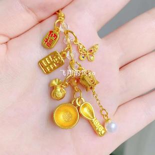 小金碗金算盘挂件包挂福蝶来财福气满满彩蝶降铃寺庙文创景区