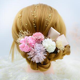 和风毕业季头花发饰套装手作仿真花古风假花配饰品日系花朵头饰盘