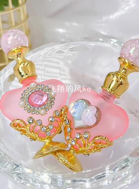 迪拜中东真空分装瓶5ML香水瓶小容量彩色爱心玻璃精油点大钻