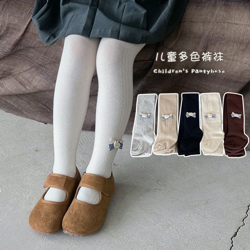 打底裤女童春秋款外穿白色儿童连裤袜秋季薄款宝宝连体袜秋天纯棉