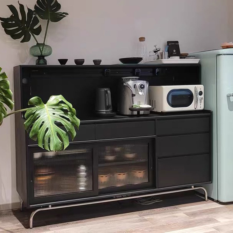 实木餐边柜现代简约厨柜一体厨房储物柜复古洞洞板酒柜茶水柜边柜