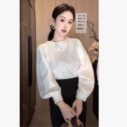 刘欣F店 灯笼袖长袖套头衬衣S430