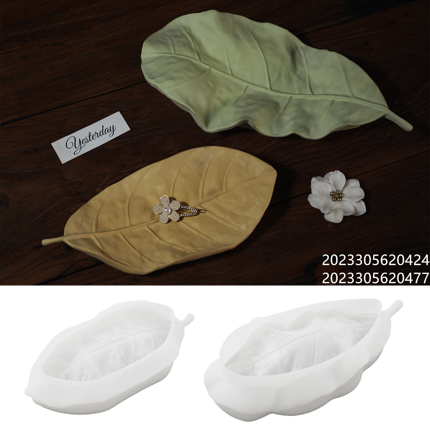DIY Crystal Drip Glue Gypsum Cement Leaf Tray Dish Storage