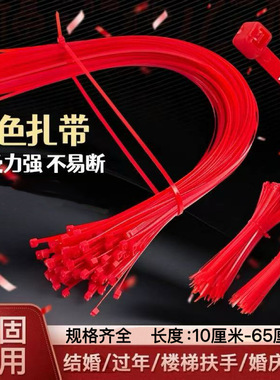 红色扎带 国标自锁尼龙扎带 红色婚庆专用扎带捆绑带长10-65厘米