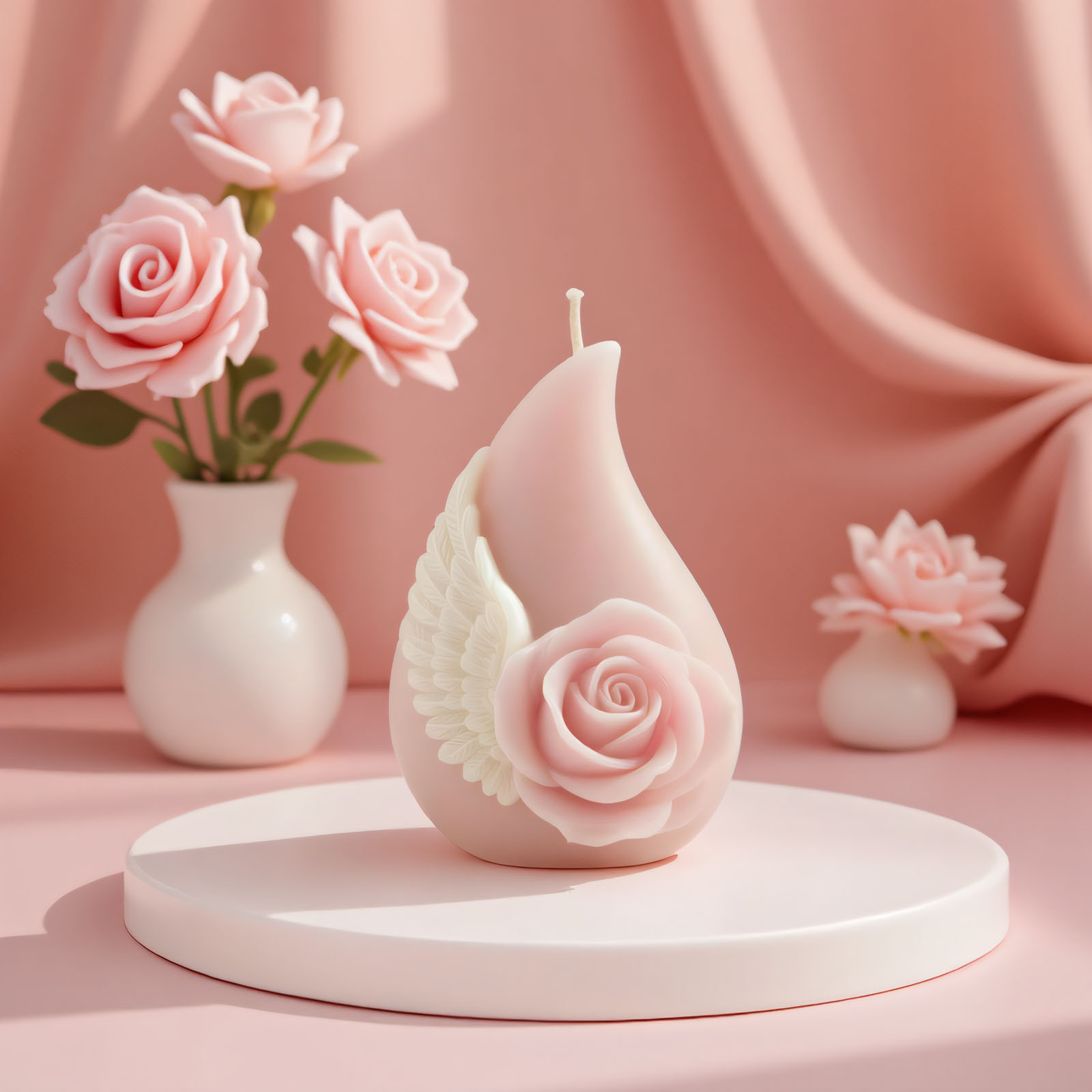 Sanxin Rose Wings Aromatherapy Candle Silicone Mold DIY Rom
