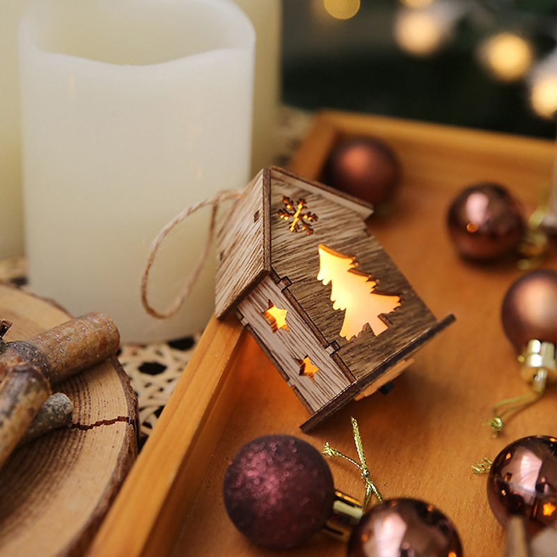 Christmas luminous wooden house creative Christmas tree dec
