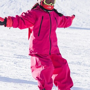 芙沿玫红色儿童滑雪服套装女童2025秋冬新款防风防水雪服装备男童