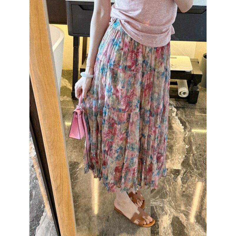 TWINKLE跳跳【温柔花花】碎花时尚温柔公主风a字半身裙女夏薄款