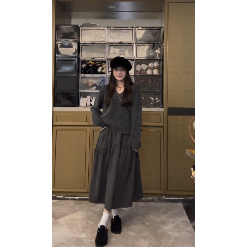 【丝巾半身裙】秋季千金时尚温柔风慵懒风半身裙-CQ20251096