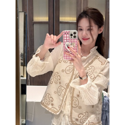 TWINKLE跳跳【绑带新中式国风衬衫】春夏新中式温柔衬衫刺绣衬衣