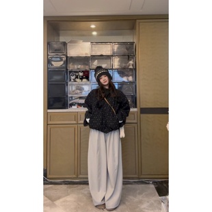 TIAO 韩版 百搭阔腿裤 时尚 宽松慵懒风百搭通勤裤 冬季