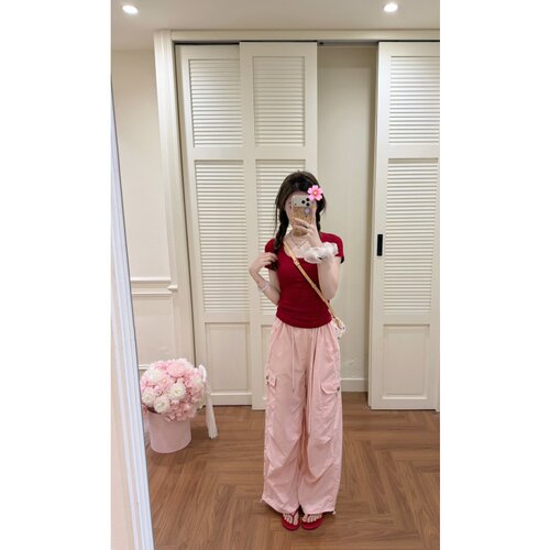 【粉粉工装裤~】夏季时尚少女风工装休闲裤