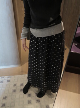 【TIAO~】波点温柔裙 A字裙中长裙波点温柔风大气半身裙冬季百搭