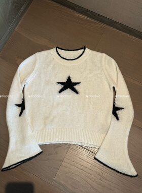 【TIAO~】冬季五角星 圆领长袖针织五角星毛针织衫上衣小众百搭女