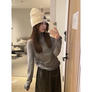 TIAO 简约印花T恤女 波点木耳边打底 时尚 CX20251535 冬季