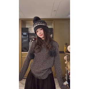 TIAO 百搭甜美印花厚版 厚款 时尚 韩系通勤风长袖 花花打底