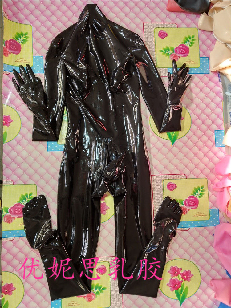 乳胶衣 无拉链 包手带五指袜 隐藏双套 3D胸 实拍 定做