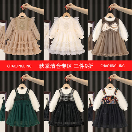 女童洛丽塔连衣裙2025秋季时髦小女孩公主裙女宝宝周岁礼服蓬蓬裙