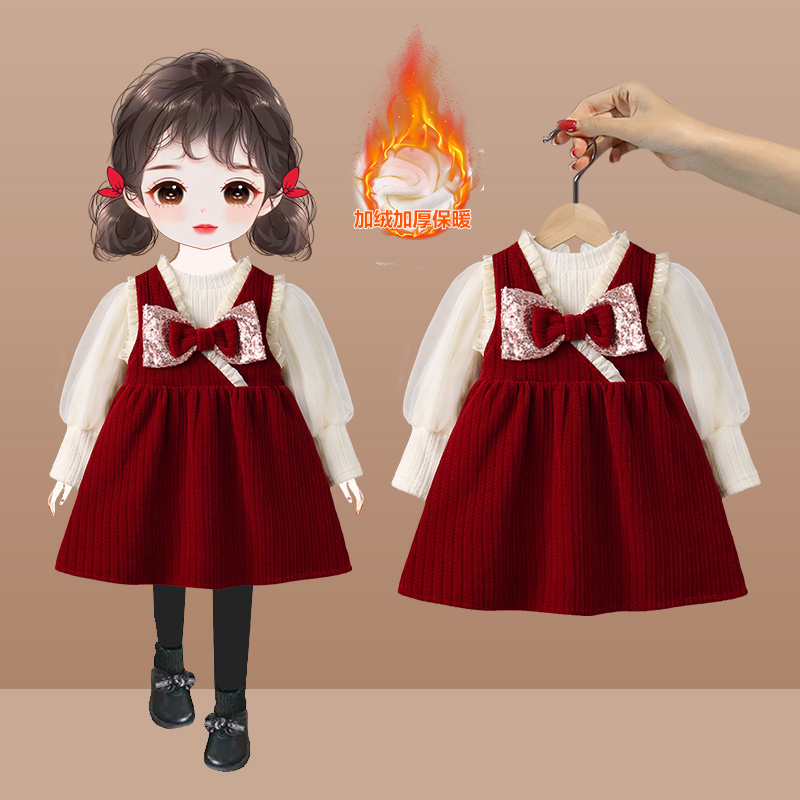 女童连衣裙2022秋冬新款周岁礼服