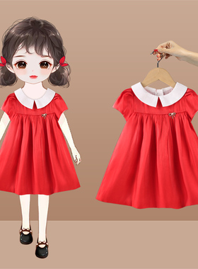 【反季特惠】女童连衣裙夏洋气儿童红色公主裙周岁礼服一岁女宝宝