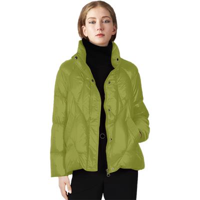 高档时尚短款绿色羽绒服