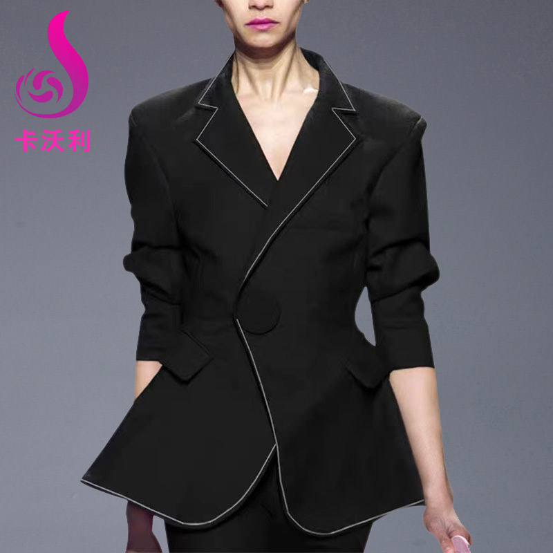 欧货短款小西装外套女收腰ol气质