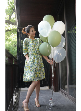 JOMODE『主角已就位』真丝骨感斜纹绸印花连衣裙女夏季碎花裙子