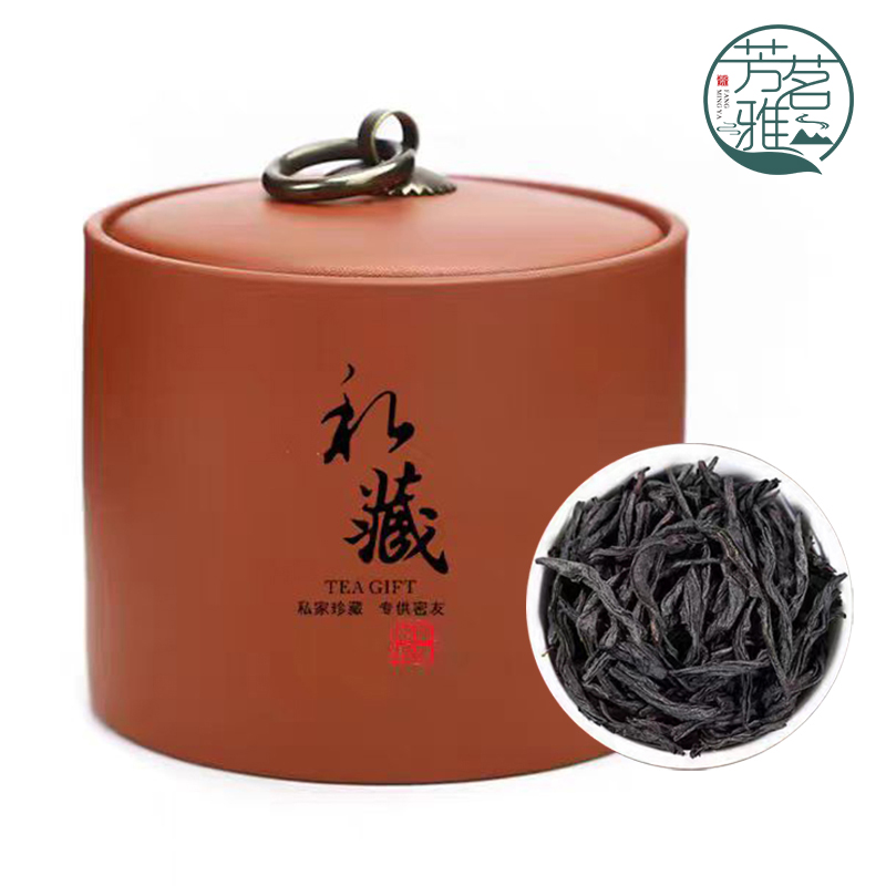 梅兰竹菊大红袍紫砂瓷罐装