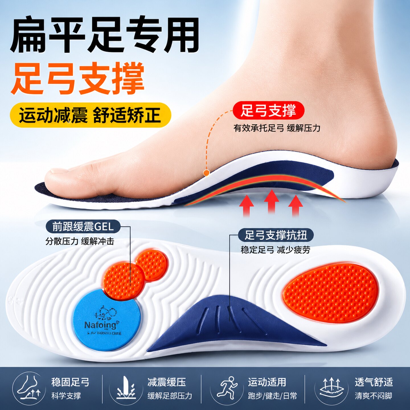 足弓支撑双减震运动鞋垫图片