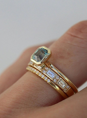 禾呈时尚创意款女士三件套镀金镶嵌海蓝水晶厂家直销服饰配件饰品