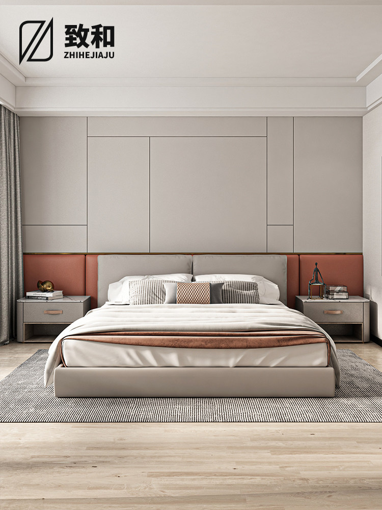 科技布硬包背景墙板卧室床头软包现代轻奢酒店工程软硬包自粘定制