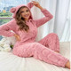 Onesie Pajamas Set Women Sleeve Plush Long Hooded