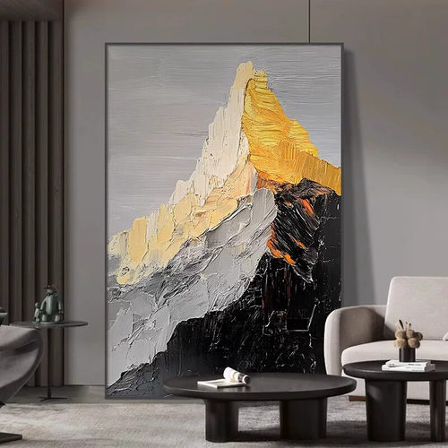 日照金山玄关入户门挂画客厅沙发背景墙寓意好挂画抽象大幅落地画