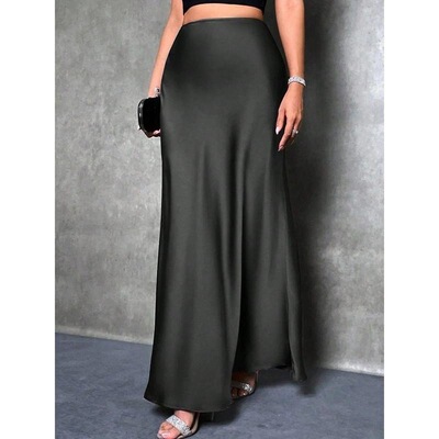 Womens Satin Elastic High Waisted Maxi Skirt 2025 Trendy